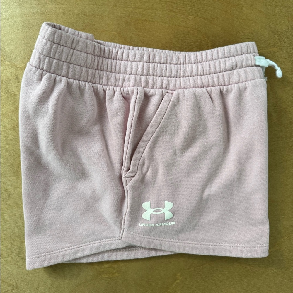 Under Armour Women's Pink Fleece Shorts-MED